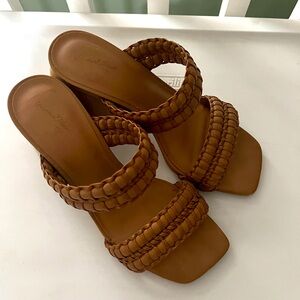 Bohemian woodblock heal sandals